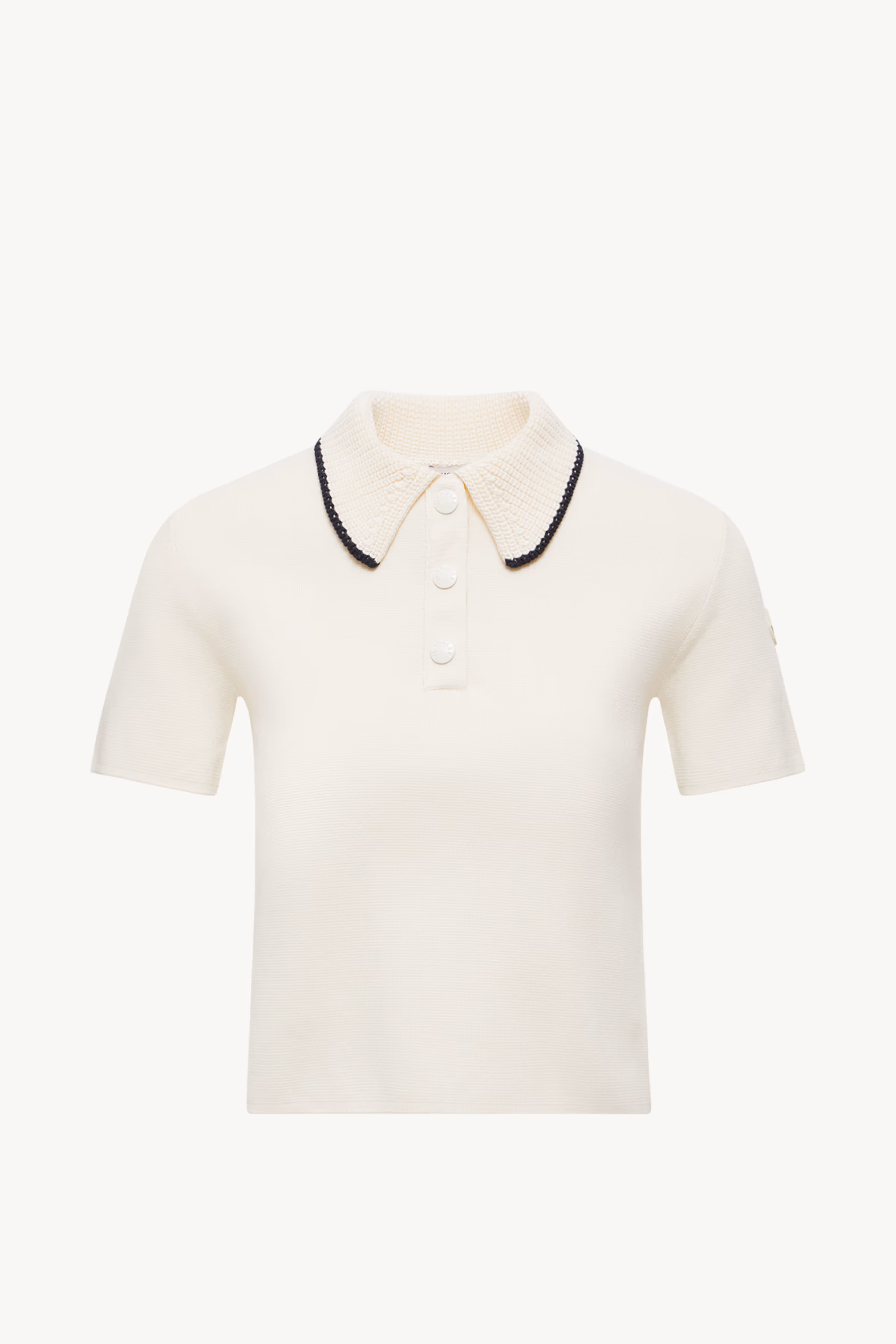 Knit Cotton Polo Shirt Women White Moncler 2